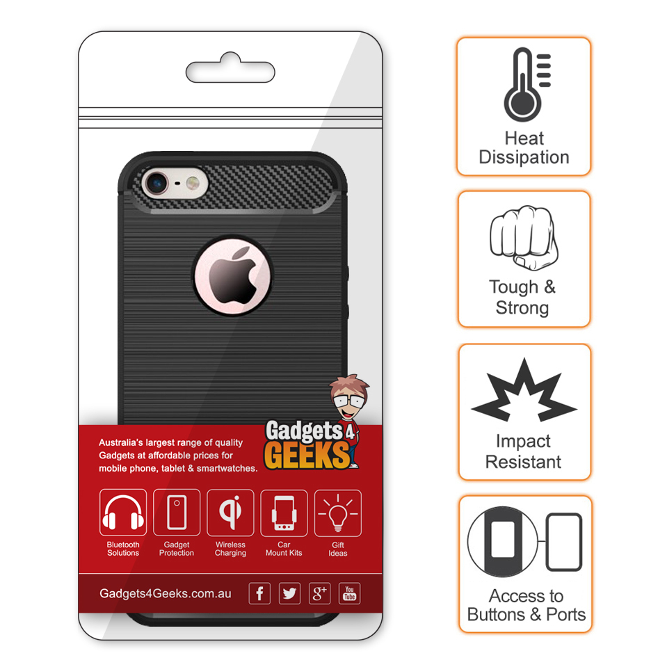Flexi Slim Carbon Fibre Case for Apple iPhone 5 / 5s / SE (1st Gen) - Brushed Black